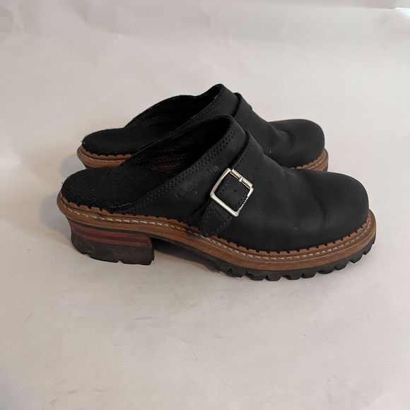 Georgia Logger Women's Clogs Black Size 8 Leather Slip On Slides Mule - Picture 2 of 9